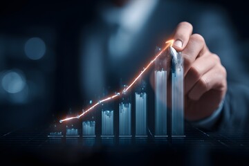 Business Growth Chart with Arrow Upward.