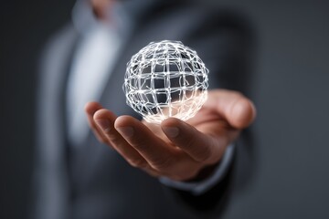 Glowing Globe in Hand Concept.
