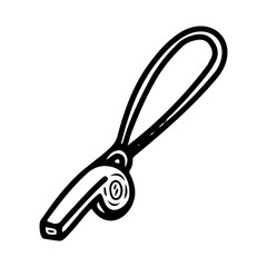 Police whistle. Hand drawn doodle vector. Equipment used by an officer to sound a signal. Illustration line art element.