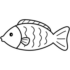 Hand drawn fish illustration outline 