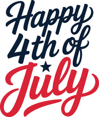 Scripted holiday text design. Wavy summer lettering, red-blue font, shadow detail, independence USA, 4th of July words, beautiful script. Patriotic vibes in calligraphy design set  