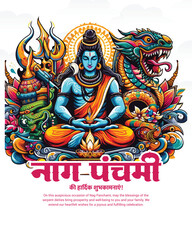 Nag Panchami Festival Celebration | Traditional Indian Serpent Worship Vector Art for Religious and Cultural Designs