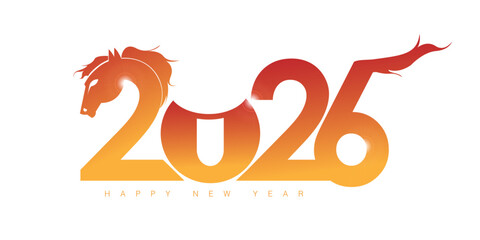 horse fire style of happy new year 2026. 2026 design number representing of horse for chinese new year 2026 greeting card, calendar, poster, background, banner, cover, etc