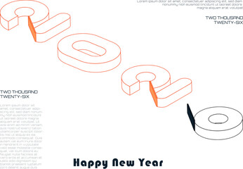 2026 simple number typography for celebrating happy new  year 2026
