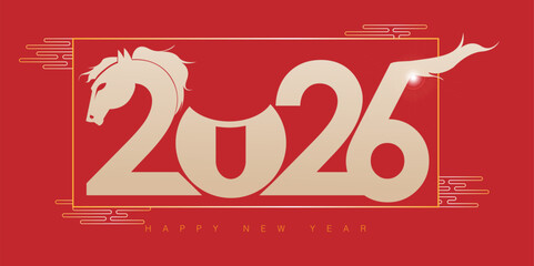 horse fire style of happy new year 2026. 2026 design number representing of horse for chinese new year 2026 greeting card, calendar, poster, background, banner, cover, etc