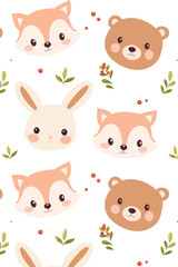 Woodland animals seamless pattern for fabric design.