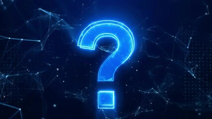 Glowing Question Mark Animation Video – Futuristic Digital Mystery Background - Powered by Adobe