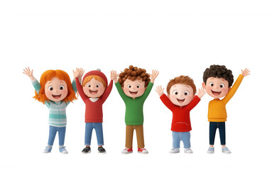 3d icon cheerful pupils holding hands, isolated on background, for Isolated educational projects. ideal transparent png