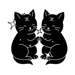 Gemini Twins Zodiac Cats in Astrological Style