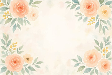 Obraz premium Vintage floral background with romantic pink roses, elegant frame, and decorative hearts for a wedding or Valentine's Day card design