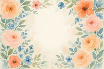 Vintage floral background with romantic pink roses, elegant frame, and decorative hearts for a wedding or Valentine's Day card design