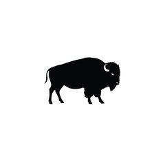 black and white bison silhouette vector 