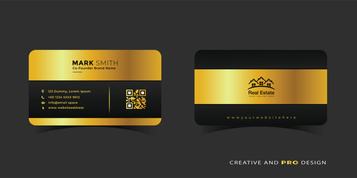Elegant gold and black business card design for real estate professionals