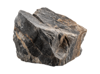 Rough dark grey and brown stone rock sample isolated, Isolated On Transparent Background