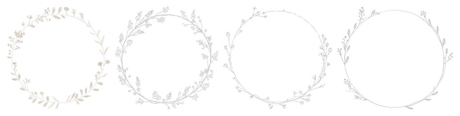 Obraz premium PNG Elegant botanical wreath designs, element set on transparent background