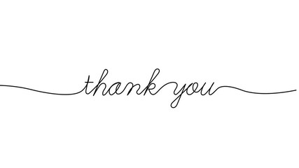 thank you animated continuous single one line art drawn animation phrase on white black background. hand drawing of word text thanks - Powered by Adobe