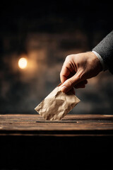 Hand placing ballot into a ballot box during elections in an important voting event