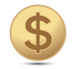 Gold coin with US dollar sign.