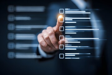 Digital Checklist Selection with Glowing Touch.