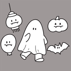 Cartoon, element, ghost in a cloak, autumn, Halloween, illustration, cute picture, hand-painted