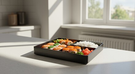 Sunlit Sushi Bento Box: A Delicious and Appealing Meal