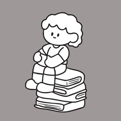 Cute cartoon, children, school age, illustration, hand drawn
