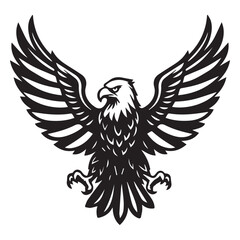 Obraz premium American eagle black silhouette vector, Simple silhouette Design vector icon with white background