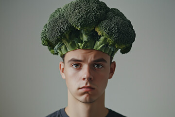 Comedic image representing a man with the fashionable "broccoli" style haircut 