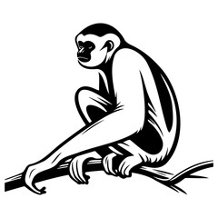 Stylized Gibbon Perched on Branch