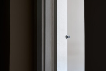 the front door is open into the room