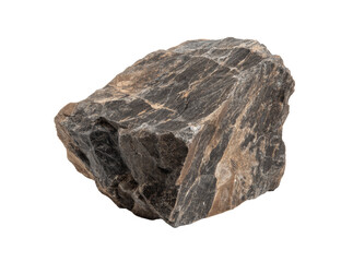 Obraz premium Rough dark grey and brown stone isolated on black background, Isolated On Transparent Background
