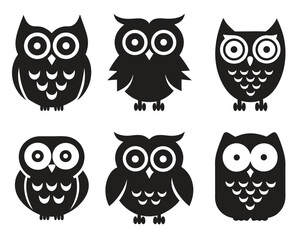 Cute cartoon owl family vector illustration set on white background with a tree branch