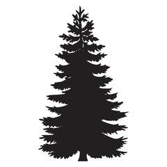 pine tree black silhouette vector, Simple silhouette Design vector icon with white background