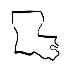 Louisiana simple logo. State map outline - smooth simplified US state shape map. Isolated transparent PNG.