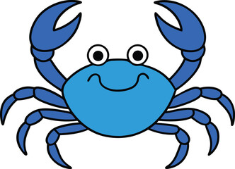 Adorable Blue Crab Cartoon Illustration Perfect for Kids' Books and Designs