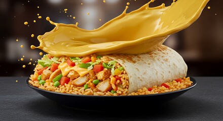 Burrito Bliss: Cheesy Chicken Burrito with a Splash of Flavor