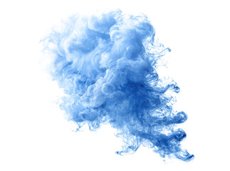 Abstract blue ink cloud swirling in water isolated on black background, Isolated On Transparent Background