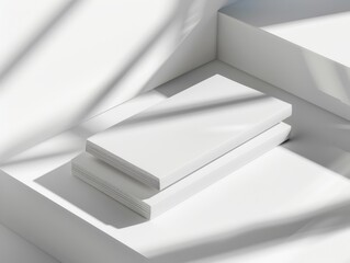 Stack of white business cards isolated on white background, PNG