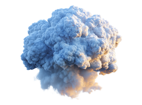 Massive smoke plume explosion cloud isolated background, Isolated On Transparent Background