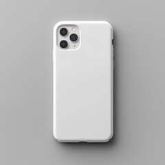 White smartphone case on gray background with triple camera