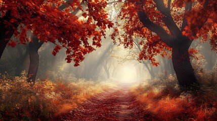 Enchanting Fog in Serene Forest Landscape - Misty Woodland Scene