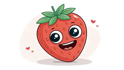 Obraz premium Adorable Strawberry with Heart Design and Smiling Face on Transparent Background
