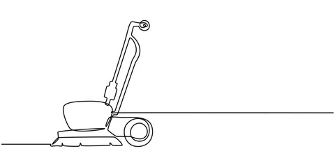 cleaning machine continuous one line drawing, Continuous single line sketch drawing of vacuum cleaner electric household appliance one line editable stroke vector illustration, One single line drawing