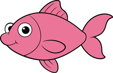 Adorable Pink Fish Cartoon Illustration  A Cute Aquatic Friend