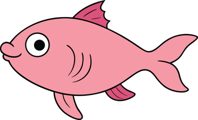 Adorable Pink Cartoon Fish Illustration A Delightful Underwater Creature