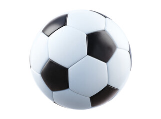Naklejka premium Classic black and white soccer ball isolated on black background, Isolated On Transparent Background