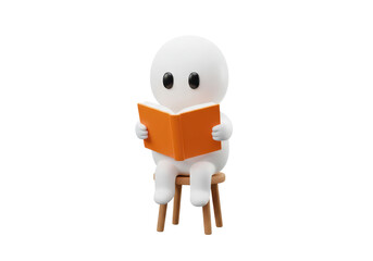 Obraz premium Cartoon character seated and reading a book on transparent, png