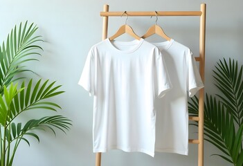 Clothes tshirt hanging on a clothesline outdoors showing laundry drying in natural light