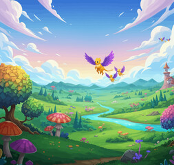 Obraz premium cute fantasy cartoon scenery