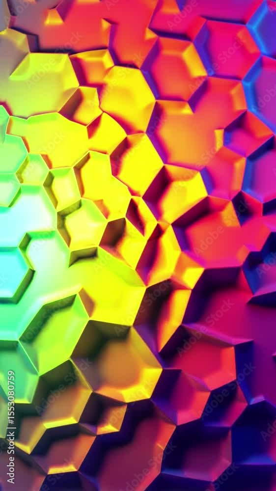 Poster Abstract Fluid Hexagonal Shapes with Fading Colors